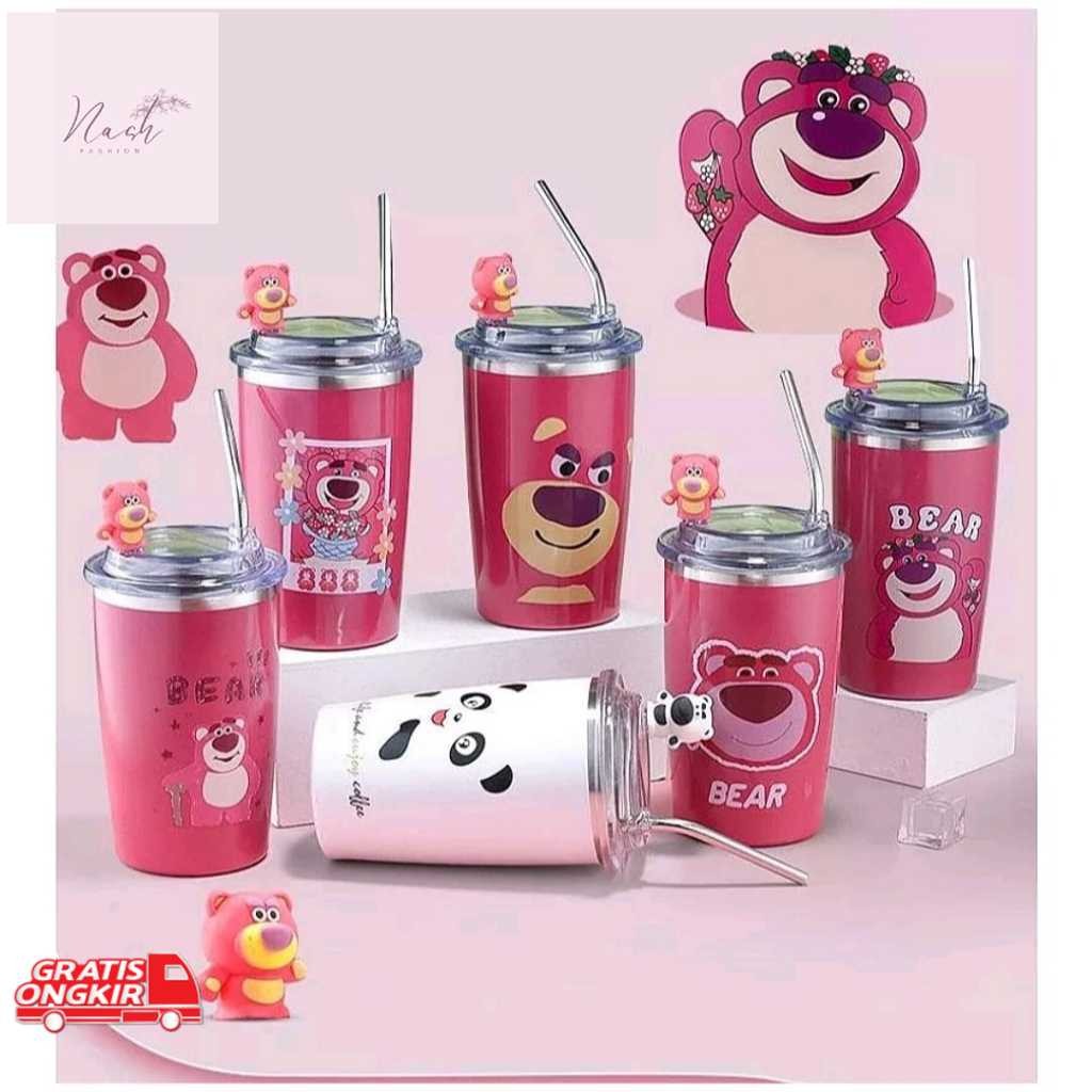 Tumbler Bagus Termos Tumbler Minum Lotso Dengan Sedotan Stainless Steel