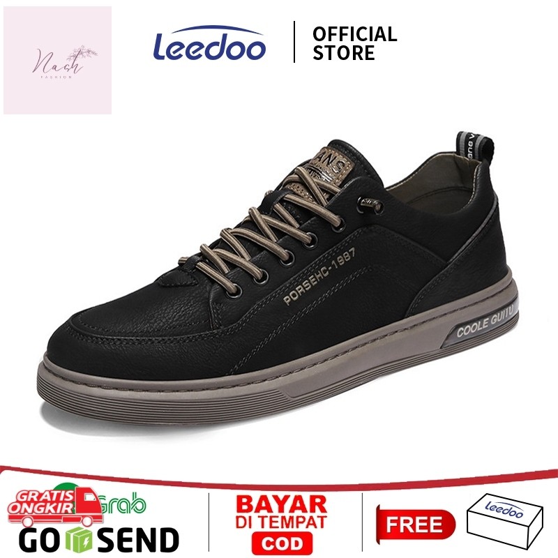 Sepatu Pria Terkini / Leedoo Sepatu Tali Hitam Kulit Pantofel Sepatu Pria Formal Sneakers Original 1