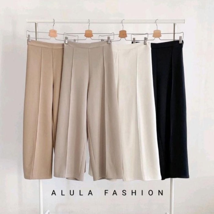 MURAH✨ - Kulot Scuba Cubit Premium /Celana Kulot Wanita High Waist/ Size S M L - Hitam, S