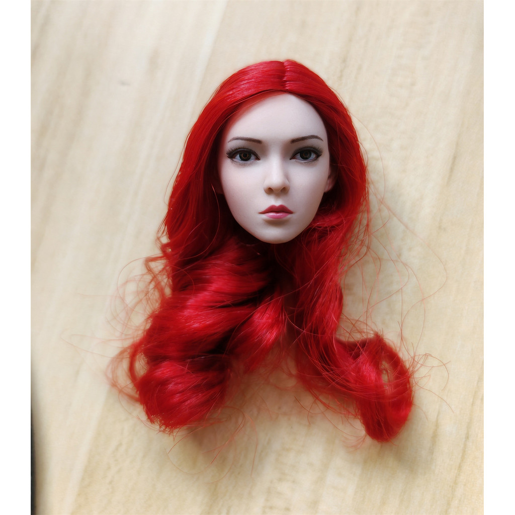 1/6 Red Curls Female European Girl Head Sculpt Model Toys Suntan Face Fit 12'' TBLeague Phicen Actio
