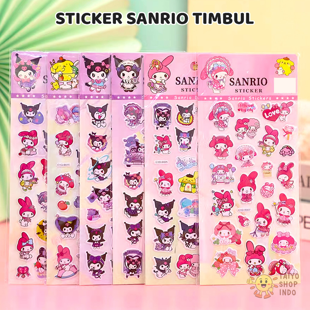 

TAIYO Sticker Sanrio Timbul 3D 10x22.5cm Stiker Panjang Tempel Motif Karakter Kartun Hiasan Mainan