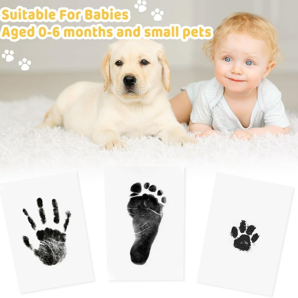 

Baby Handprint and Footprint Kit Safe Non-Toxic Ink Pads Clean Inkless Touch Pet Paw Print Ink Kits with