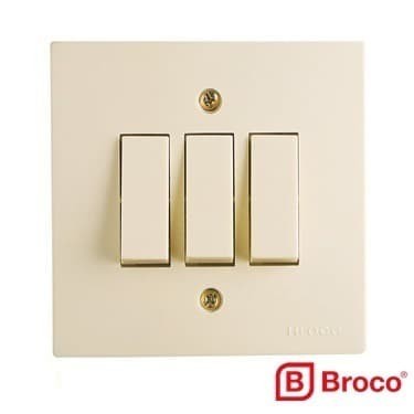 LP99 Saklar Sakelar Lampu Triple 3gang 3saklar Switch 3 gang Broco 6613