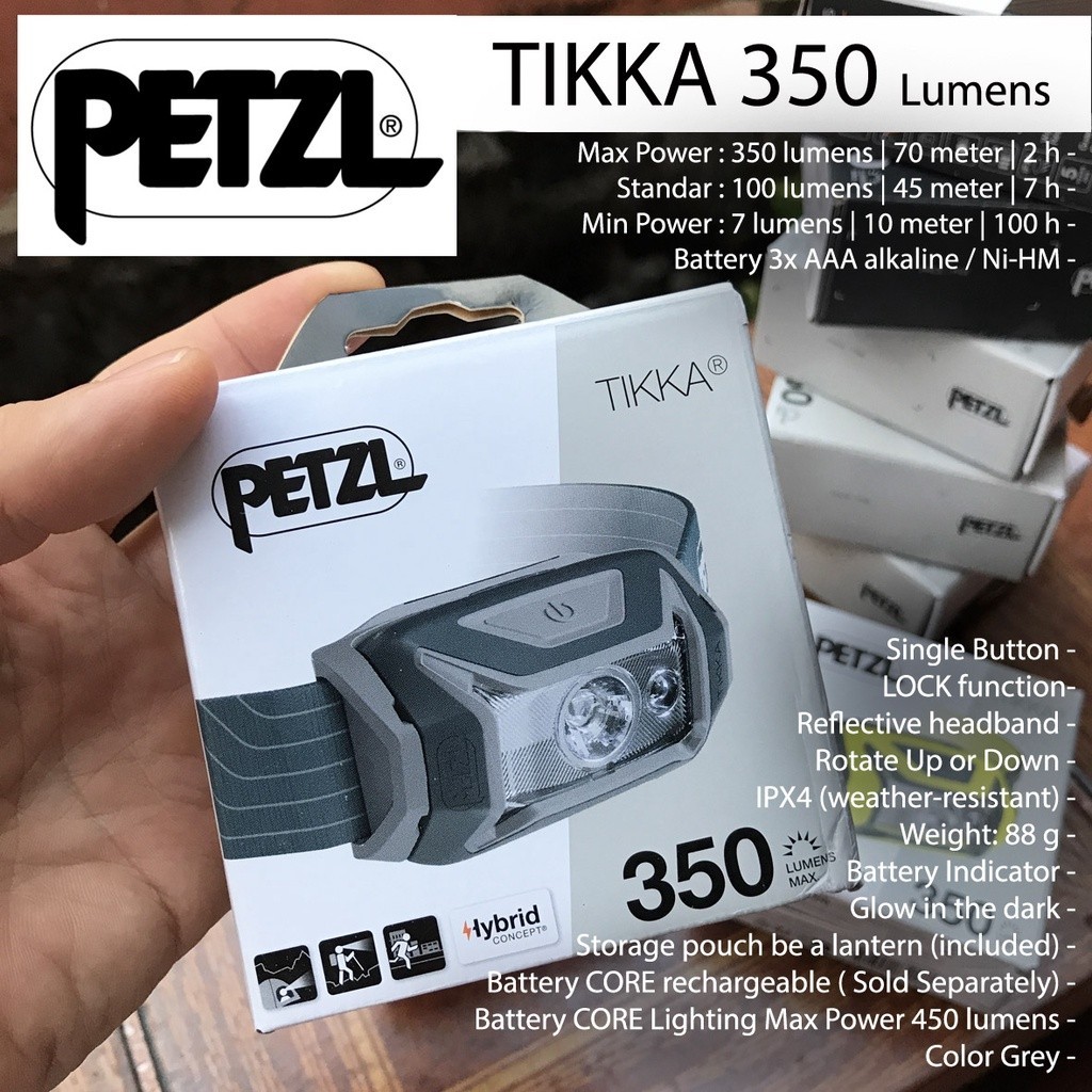 PETZL TIKKA 350 LUmens NEW Headlamp hiking camping running touring Head lamp Senter kepala