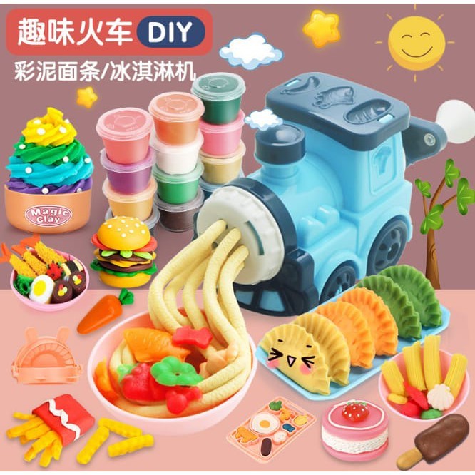 Mainan Anak Perempuan Plastisin Alat Cetakan Motif Kereta Api Kue Mie Hadiah Ulang Tahun Anak Cewek 