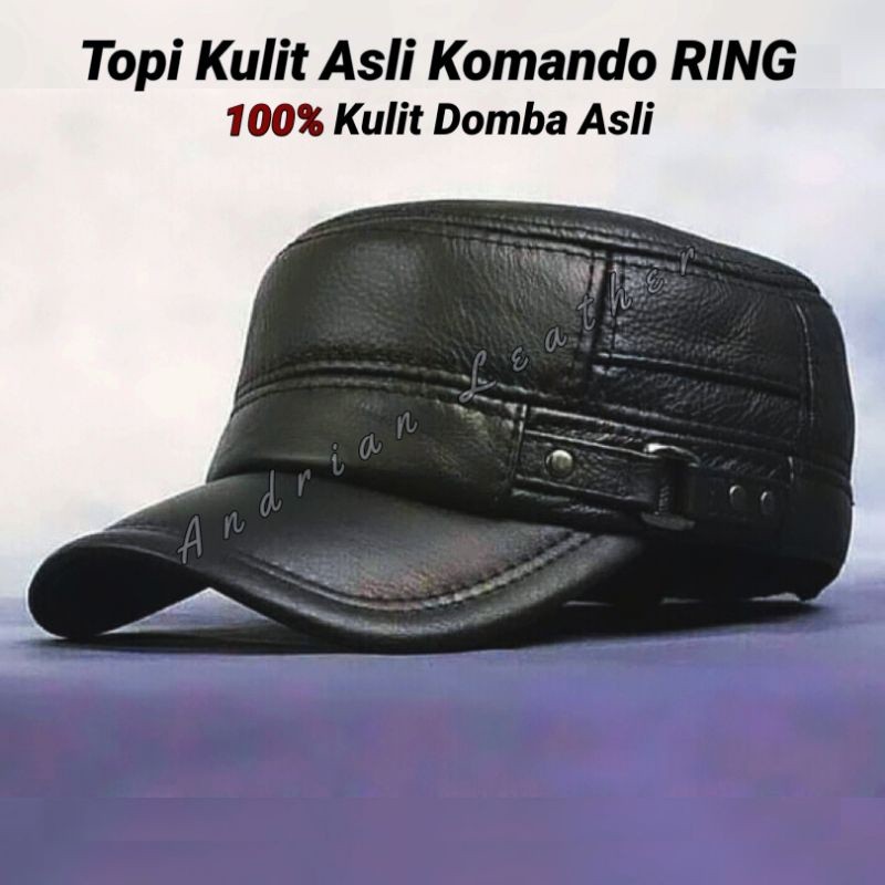 Topi Kulit Komando RING Kulit Domba Asli