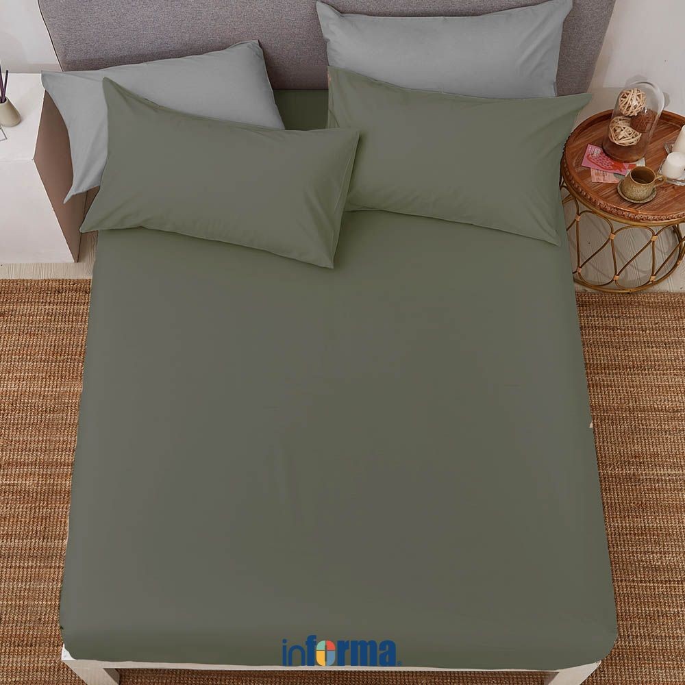 Informa Seprai Katun Fitted - Abu-Abu Tua King Queen Single 180x200 160x200 120x200 Sprei Seprei She
