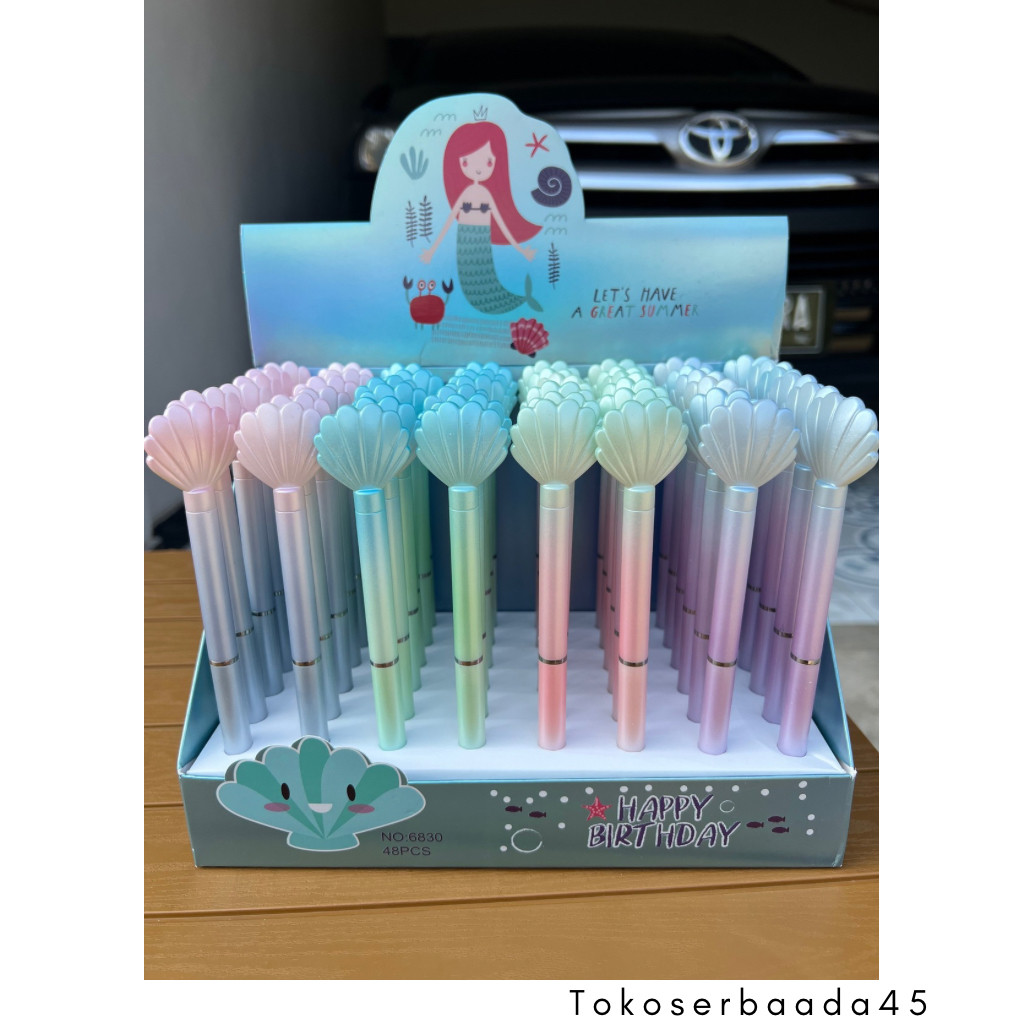 

1pcs Pulpen Karakter Kartun Mermaid Pena Gel Motif Karakter Lucu Pen Cute Student Japanese Bolpoint Kerang