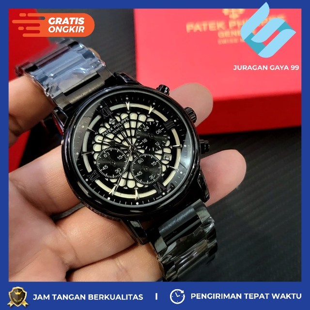 Jam Tangan Pria Fashion Patek Phillip3 YL 9332 Chronograph Tanggal Aktif - Bisa Bayar Ditempat - COD