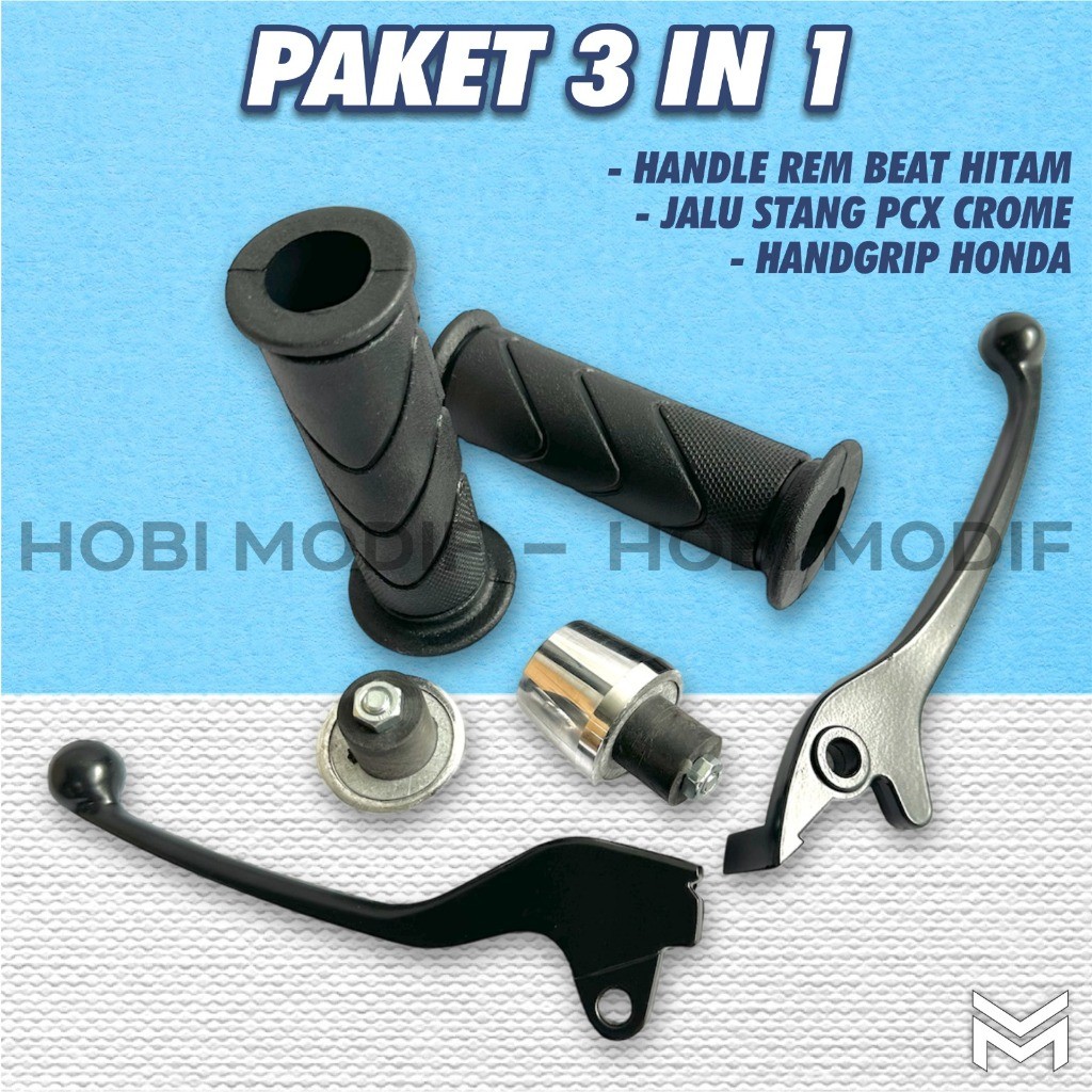 PAKETAN 3IN1 MASTER REM BEAT HITAM HANDLE REM SET KIRI KANAN BEAT HAND GRIP HANFAT MOTOR GAGANG REM 