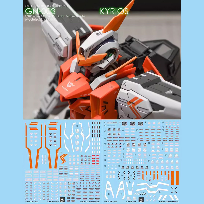 

Model Decals for MG 1/100 GN-003 Kyrios Celestial Model Kits Ghost Custom Fluorescent Water Stickers for Model Hobby DIY Tools