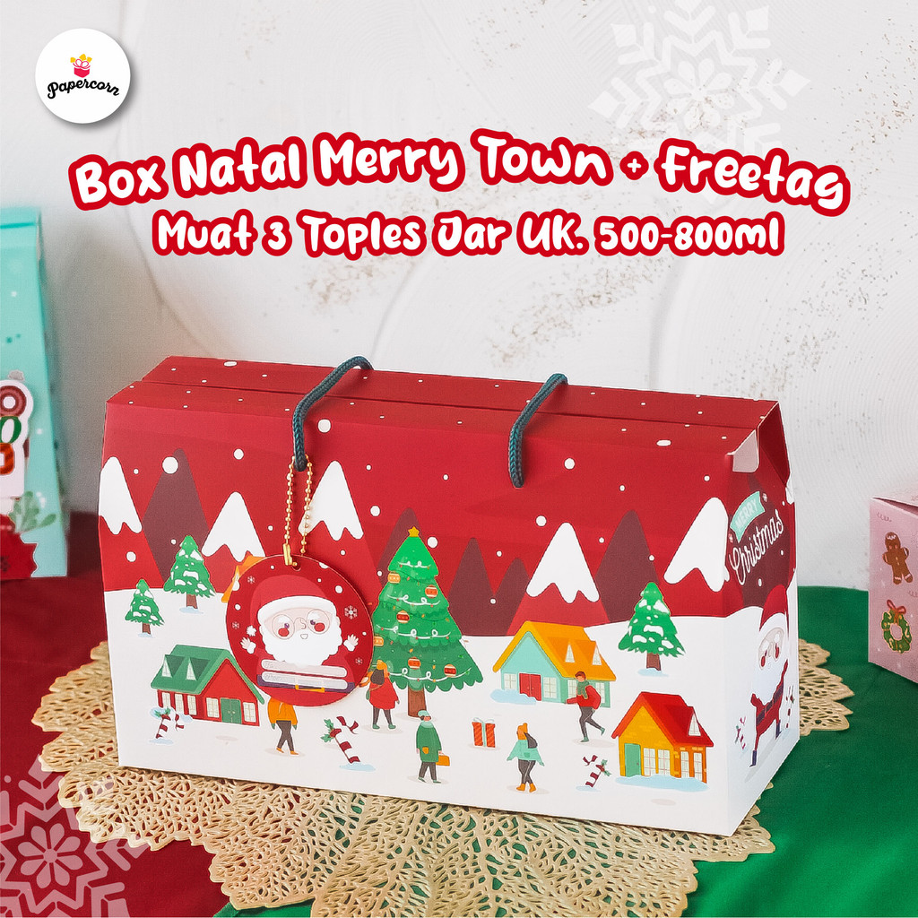 

10 Pcs Gable Box Natal -Merry Town 3 toples silinder 500-800ml + Freetag 28x10x16cm