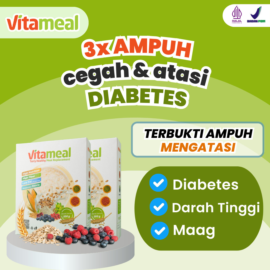

1 Box Vitameal Diaebetes Gula Darah Otmeal Makanan Diet Susu Vitamil Original