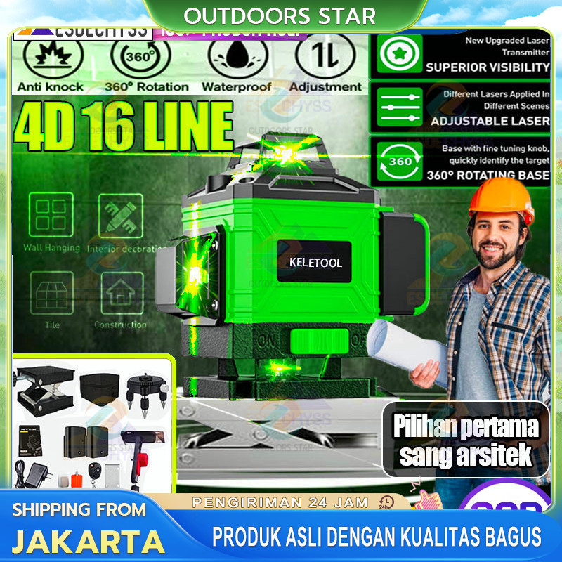 laser level bangunan waterpass laser multifungsi meteran laser level hilda 4d 16 line Tingkat bosch 