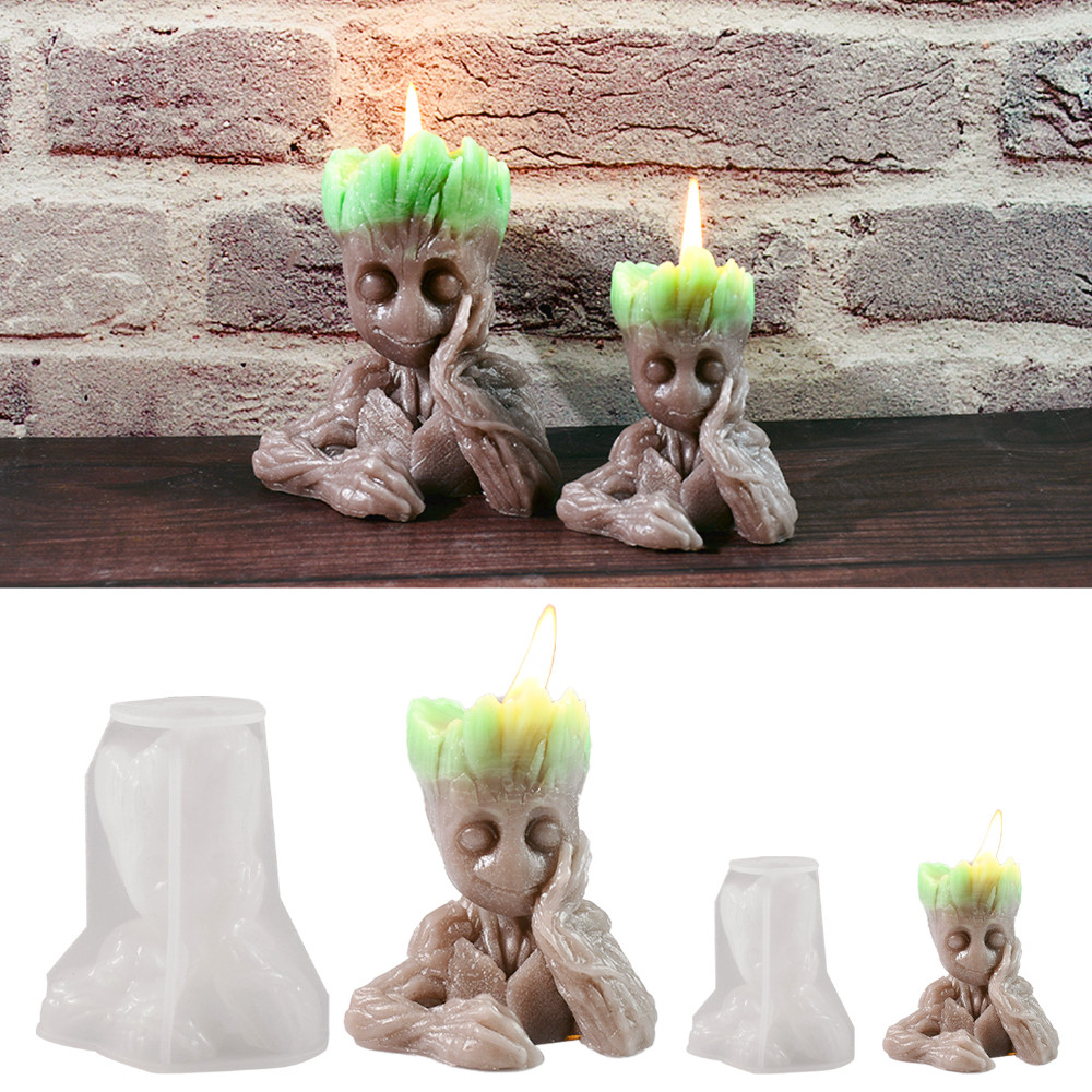 

Creative Tree Man Thinking Shape Candle Silicone Molds Relief Big Eyes Sapling Human Painting Plaster Halloween Decor Resin Gift