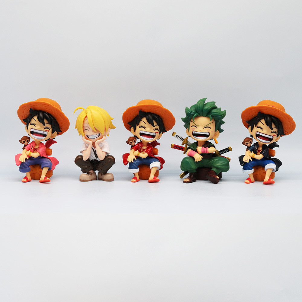 13cm Anime Figure One Piece Monkey D Luffy Roronoa Zoro Kawaii Toys Q Figural Nendoroid Car Decorati