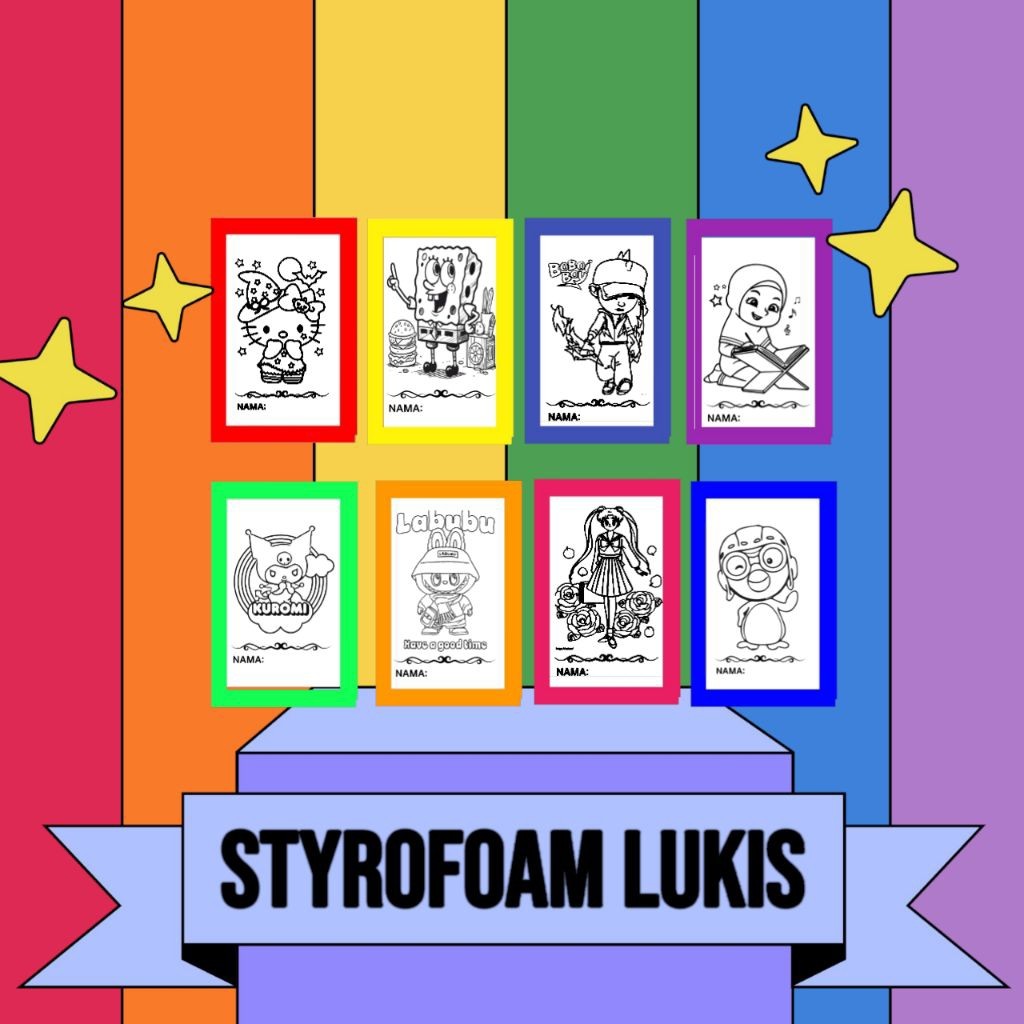 

PAKET HEMAT ISI 25 PCS Styrofoam lukis anak ukuran 30Cm X 40cm, EDUKASI ANAK MEWARNAI MELUKISCO