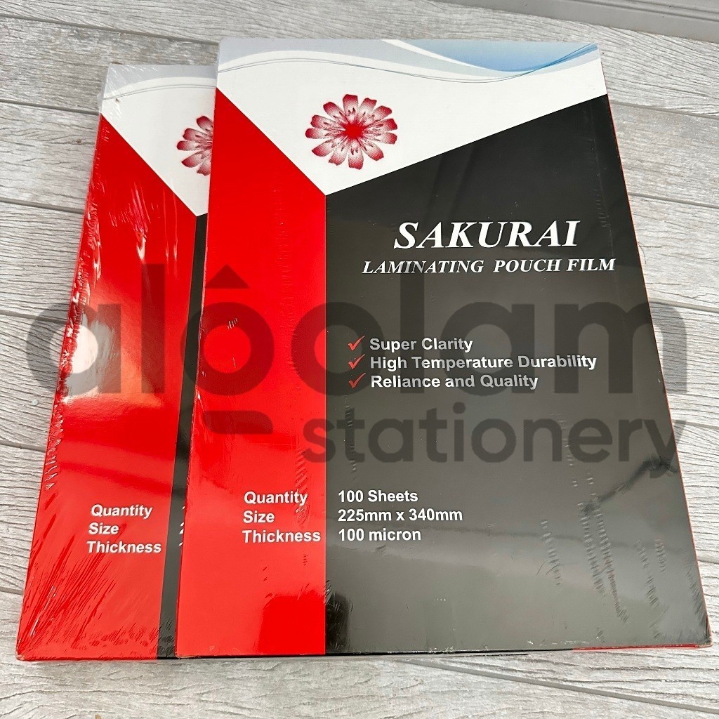 

SATU PACK ( 100 LEMBAR ) Plastik Laminating F4 SAKURAI Lengkap