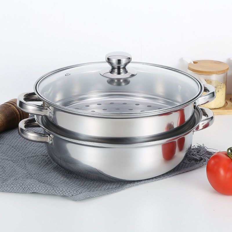 JAMIN MURAH Panci Kukus 2 Susun BMW Kitchenware Panci Set Steamer Stainless Kukus Ikan Siomay Bakpao