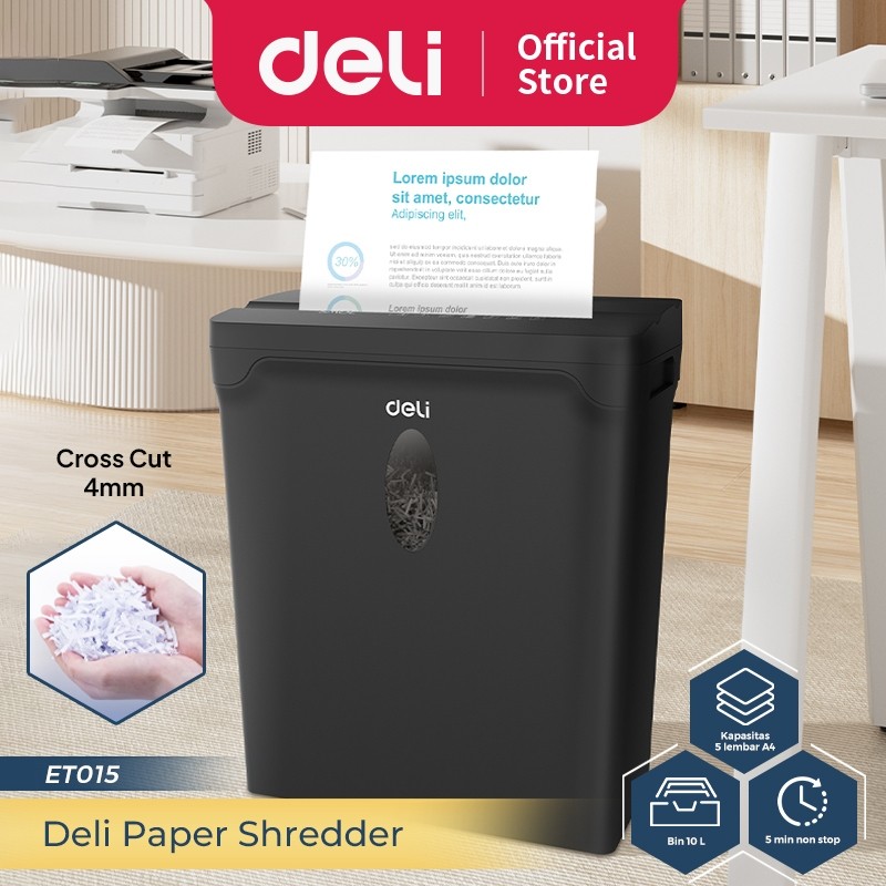 

Deli Paper Shredder / Mesin Penghancur Kertas Otomatis Kapasitas 5 Lembar 10 Liter 5 Menit Non Stop ET015