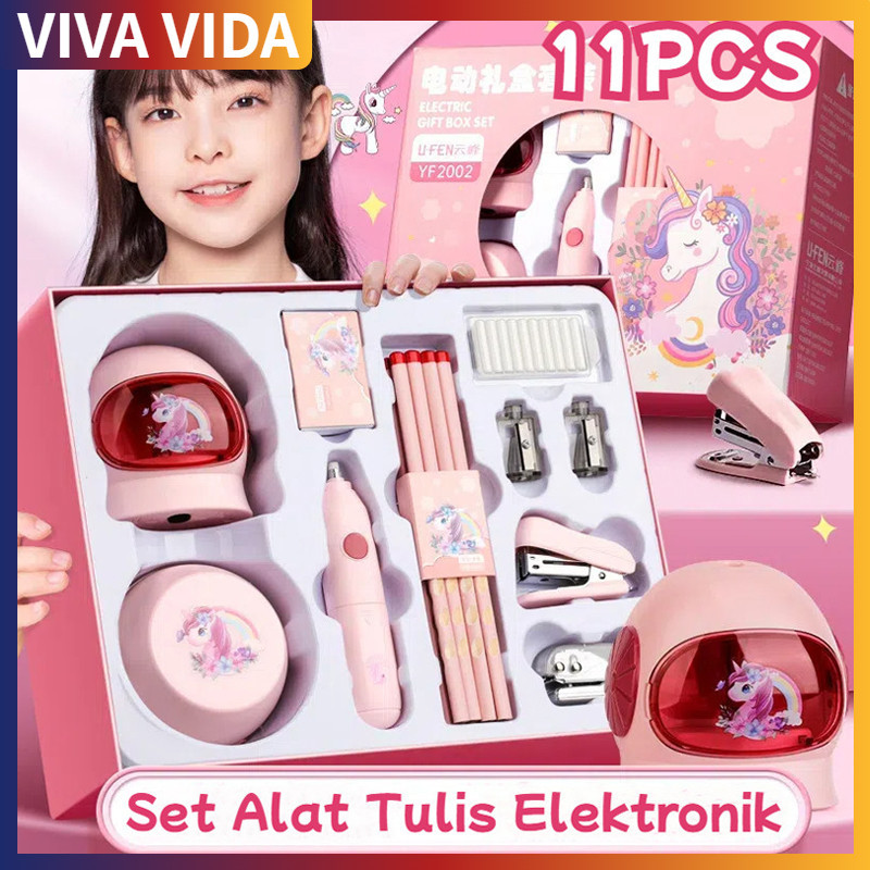 

VIVA 11PCS Electric Stationery Set / Set Alat Tulis /Elektrik Rautan Penghapus Vacuum Pensil 11 in 1 /Anak Alat Perkakas Belajar Anak Perempuan Kado