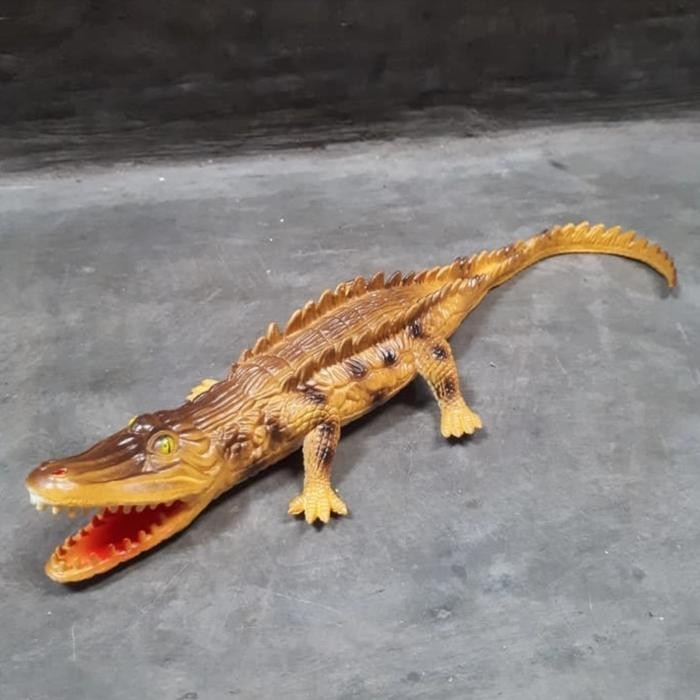 MAINAN BUAYA KARET PENCET - Kuning