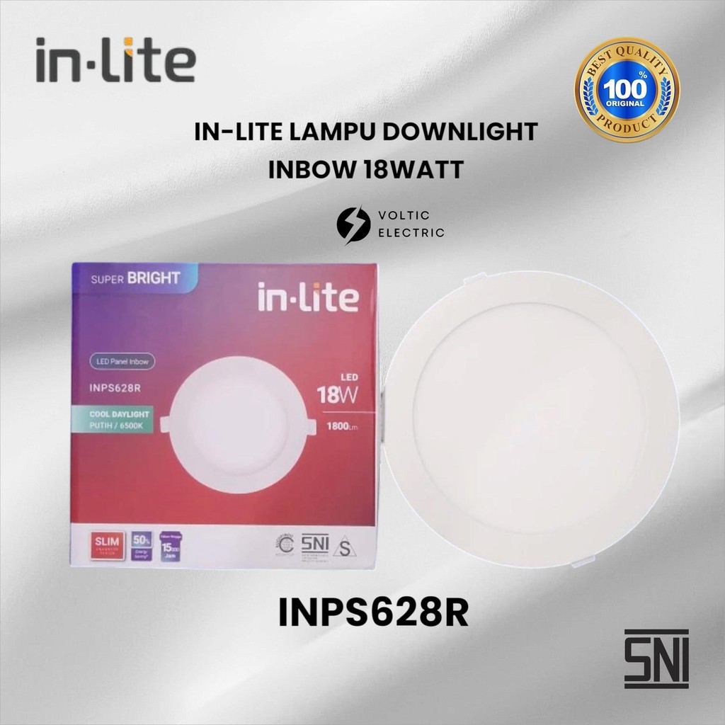 Lampu Downlight Panel Led Slim Inlite 18 Watt LED Downlight Plafon INLITE INPS628R 18W WATT