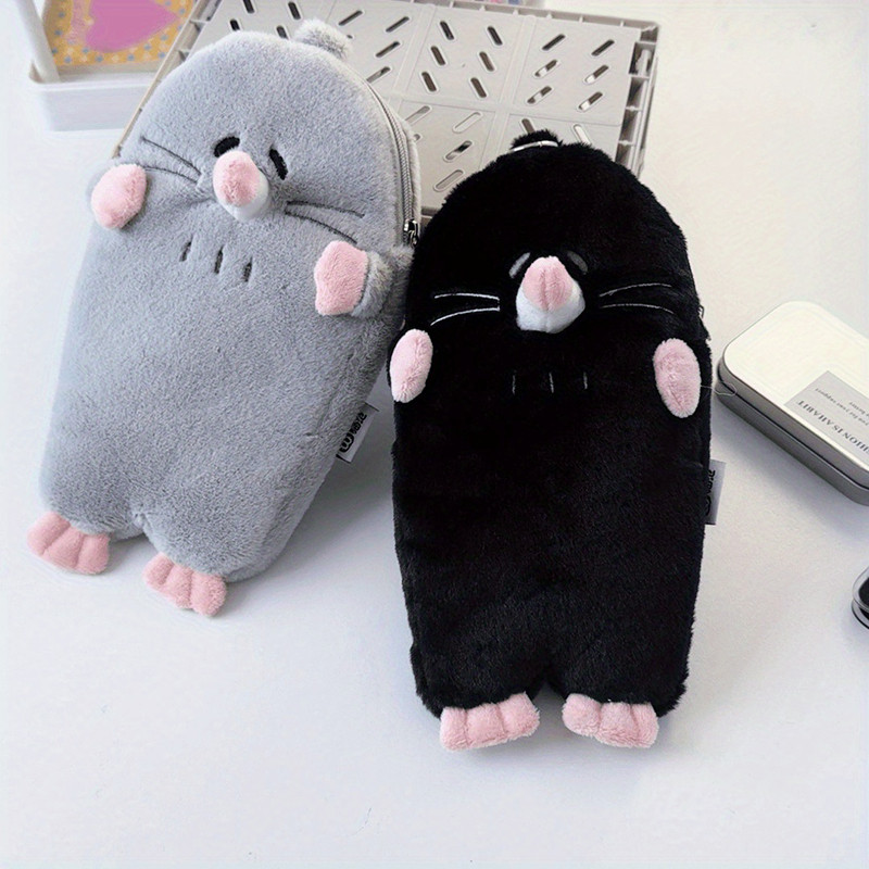 

New Portable 3D Mole Pencil Case Plush Cartoon Large Capacity Stationery Bag Creative Cute Doll Stationery Case Dirty Resistant