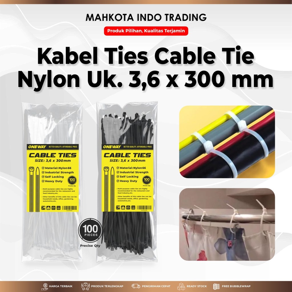 

Kabel Ties Nylon Ukuran 3,6 x 300 mm High Quality Warna Putih Serbaguna