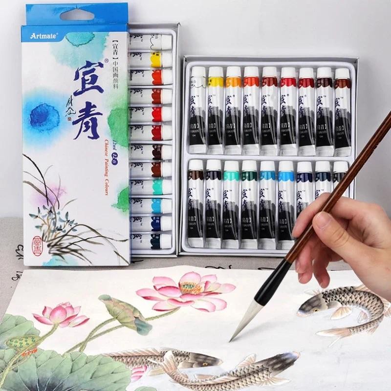 

12/18/24 Colors Chinese Painting Pigment Set 12ml Ink Painting Meticulous Calligraphy Mineral Professional Art Painting Pigment