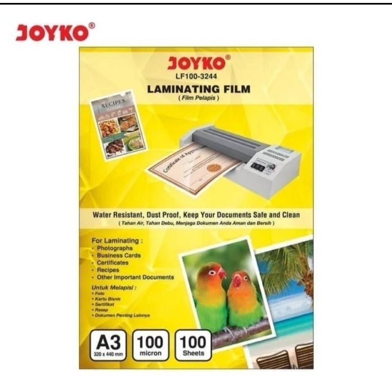 

New Plastik Laminating Film A3 Joyko 100 MicronPremium