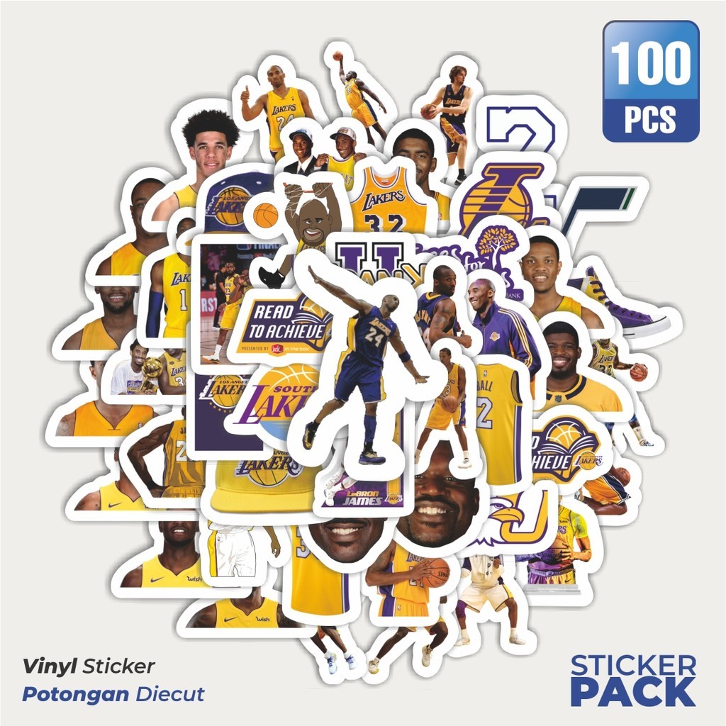 

Stiker Vinyl Stiker Lakers Pemain Basket NBA Stiker Waterproof Aesthetic- Untuk Laptop, Motor, dan Helm - Paper Stationery Pack