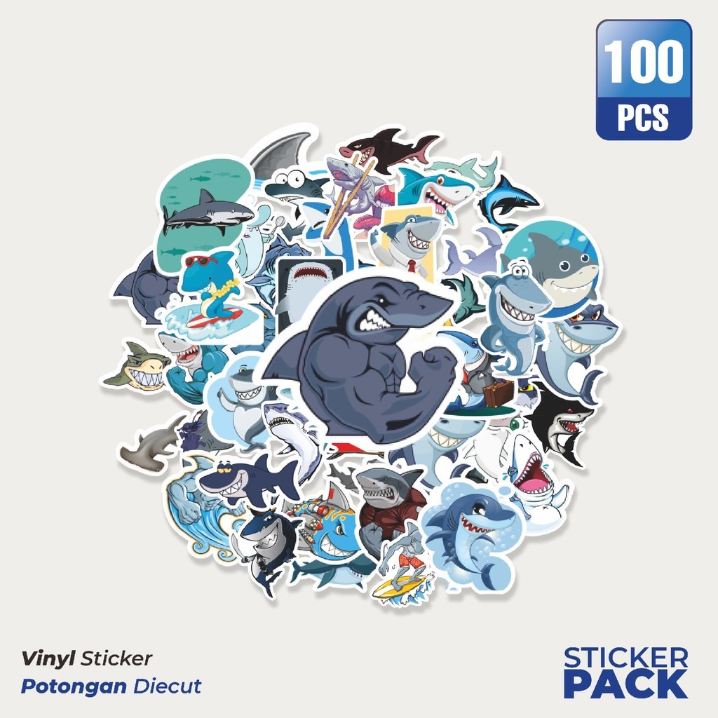 

Stiker Vinyl Stiker Hewan Shark [Hiu] Waterproof Aesthetic- Untuk Laptop, Motor, dan Helm - Paper Stationery Pack
