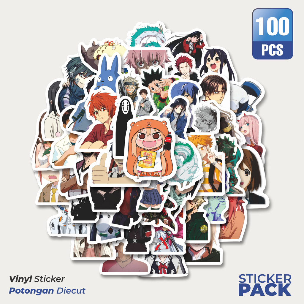 

Stiker Vinyl Stiker Kartun Anime Jepang Waterproof Aesthetic- Untuk Laptop, Motor, dan Helm - Paper Stationery Pack
