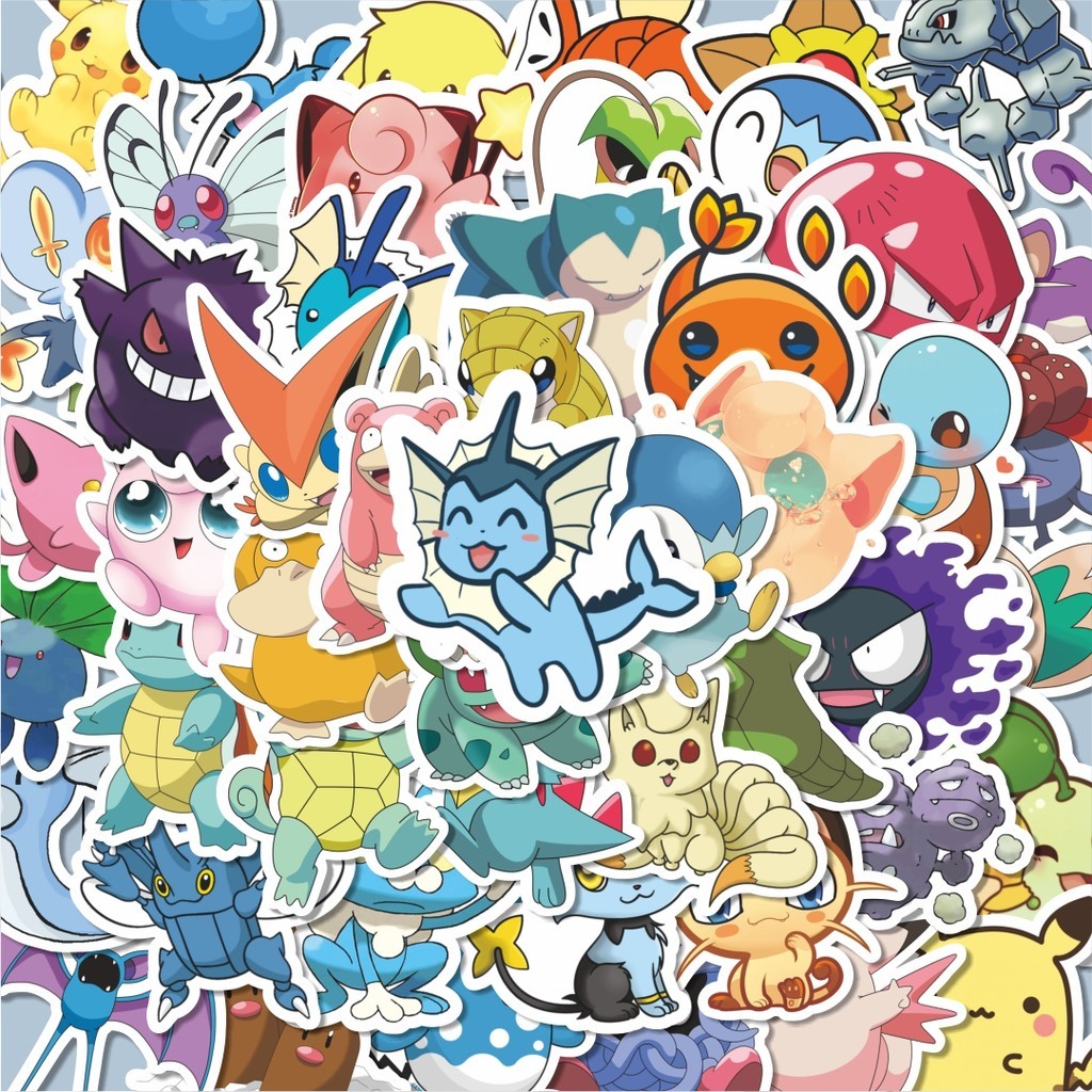 

100PCS Lucu Stiker Kartun Pokemon Stiker Aesthetic Stiker Anti Air Stikers Berperekat Waterproof sticker decal buat Motor Helm Buku Journal Koper Casing HP Laptop Botol Minum Hadiah anak