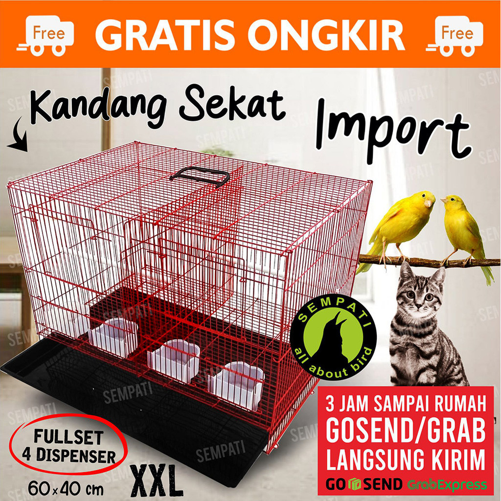 SEMPATI KHUSUS 3 JAM SAMPAI INSTAN GRAB GOJEK Sangkar Kandang Umbaran Sekat 60x40x40 Sangkar Ternak 