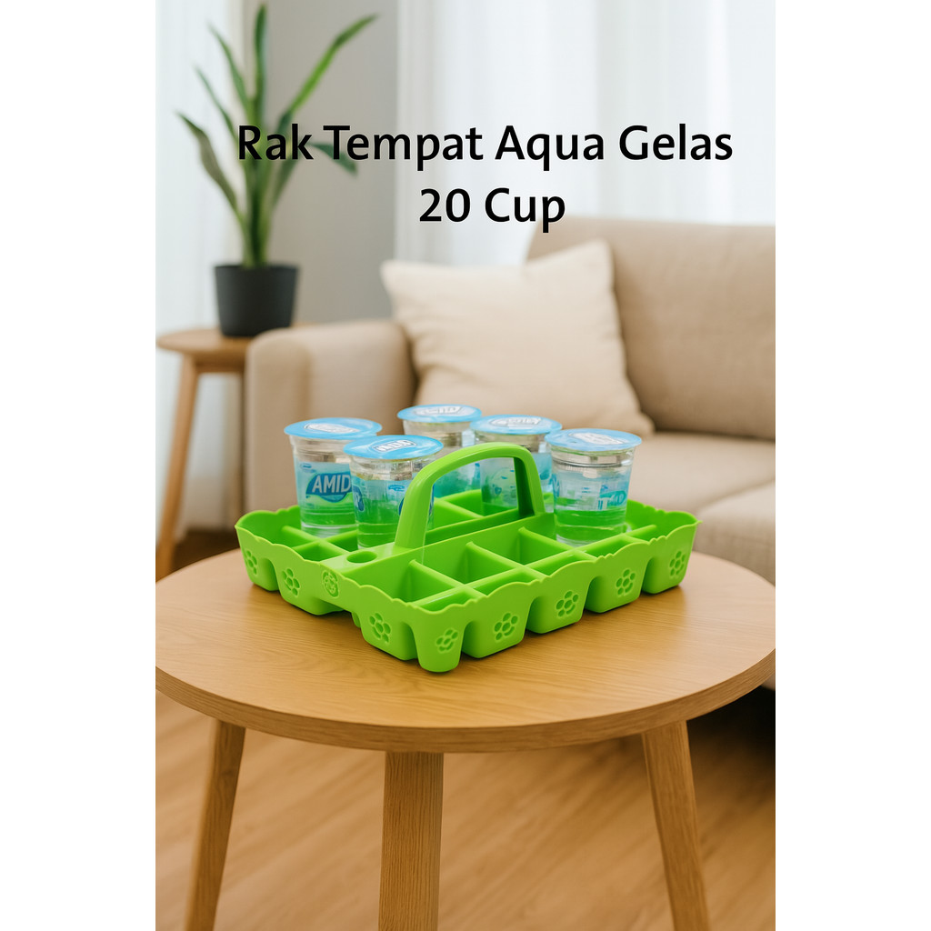 ARS Rak aqua gelas plastik 20 slot lubang//keranjang aqua gelas set