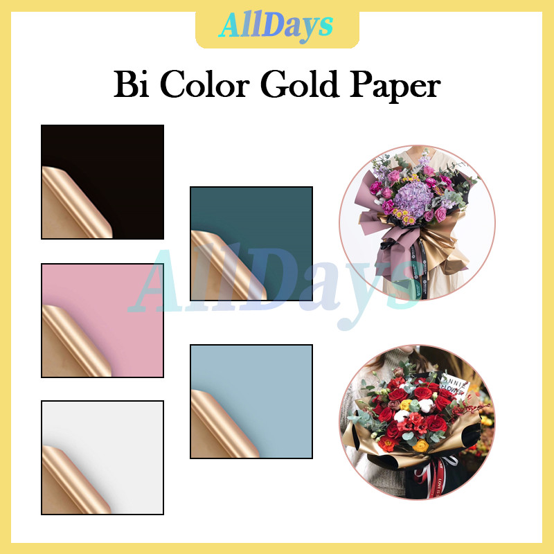

20 Lembar Flower Wrapping Paper Bicolor Gold / Kertas Buket Bunga 58*58cm/ Kertas Flower Wrapping