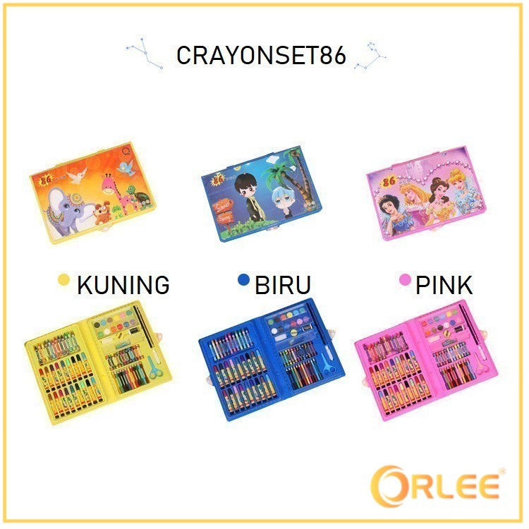 

ORLEE Crayon Set Isi 86 Pensil Warna Cat Air Alat Lukis Karakter Stationary Color Pencil Murah Y1037