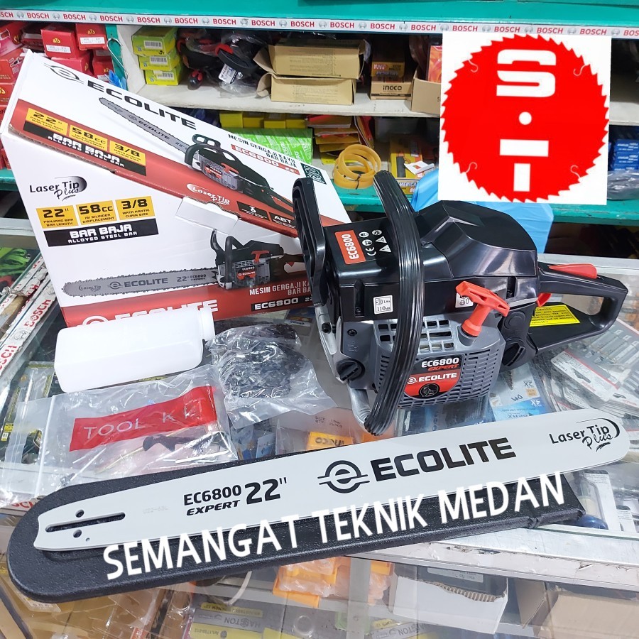 

EC6800 MESIN CHAINSAW GERGAJI POTONG KAYU 22" 2 TAK ECOLITE EC 6800