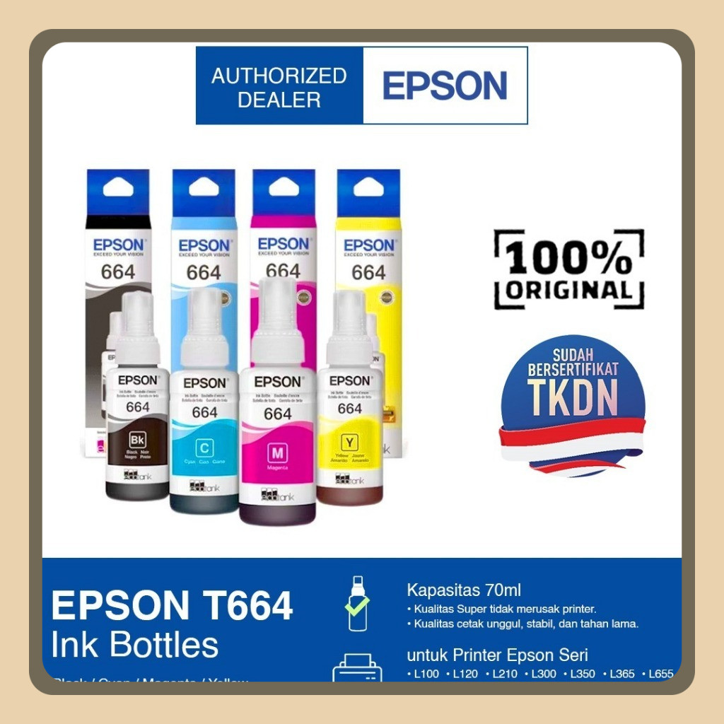 Tinta EPSON Refill T664 Printer L120 L210 L310 L360 Tinta Printer ORI