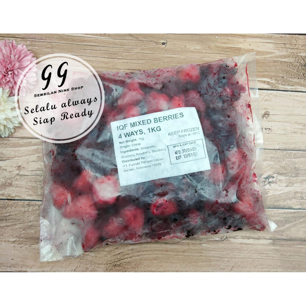 

MIXED BERRIES IQF 1 KG MIX BERRY Frozen Fruit Buah Beku BERRI BERY BERIES BERI CAMPURAN