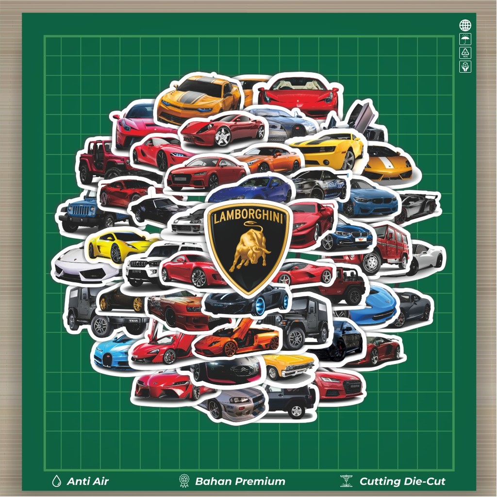 

HOT 50 PCS STIKER Stiker Car Sport/Mobil Balap Stiker Fashion Cars Decal Dingin Kartu Album Custom Vinyl Anti Air- Sticker Aesthetic Buku Journal Koper Casing HP Tablet Laptop Helm Motor Botol Minum