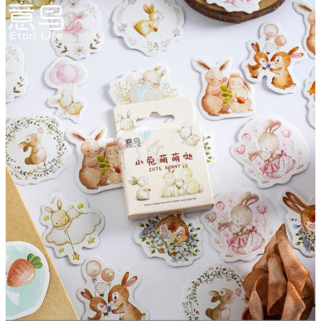 

40pcs++ (1 BOX) Sticker BUNNY L Decor Planner DIY Journaling Stiker Dekorasi Jurnal