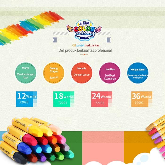 

Deli 12/24 Warna Oil Pastel Desain Barrel Mudah Diambil 7209X - 12 color 72090