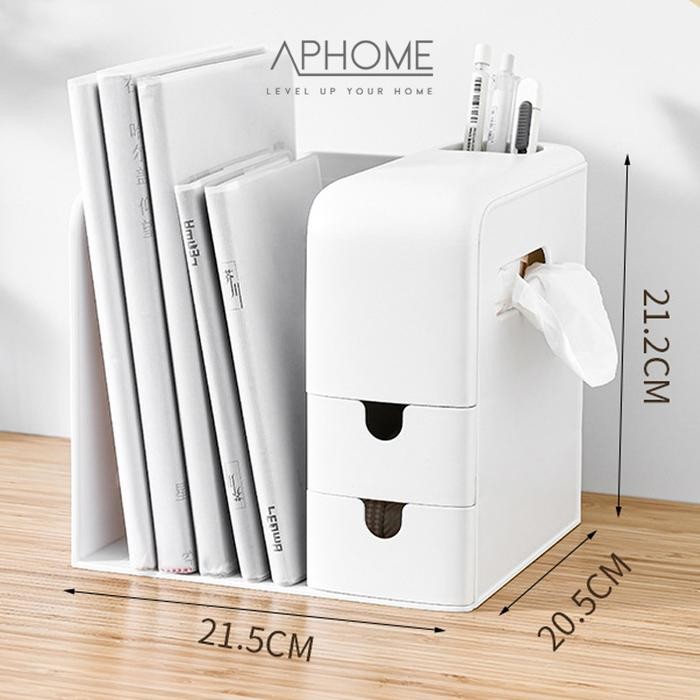 

APHOME Desk Organizer Rak Buku Meja Tempat Penyimpanan Alat Tulis Stationery Organizer Tempat File Box Penyimpanan Alat Kantor DESTA - Medium, Abu-abu