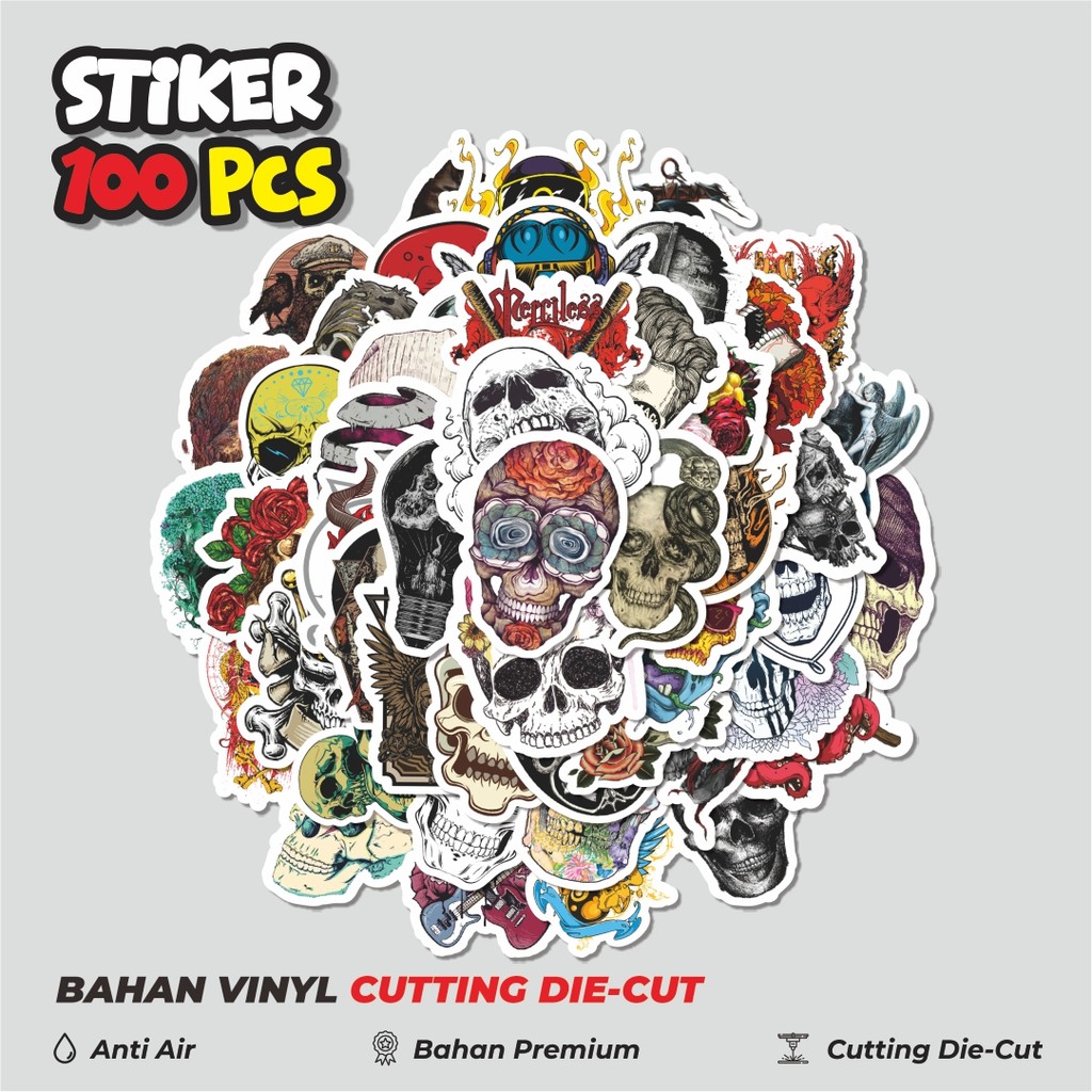 

Terbaru! 50 pcs Stiker Punk Skull Art Dekorasi Lucu Kreatif untuk Notebook, Skateboard, HP