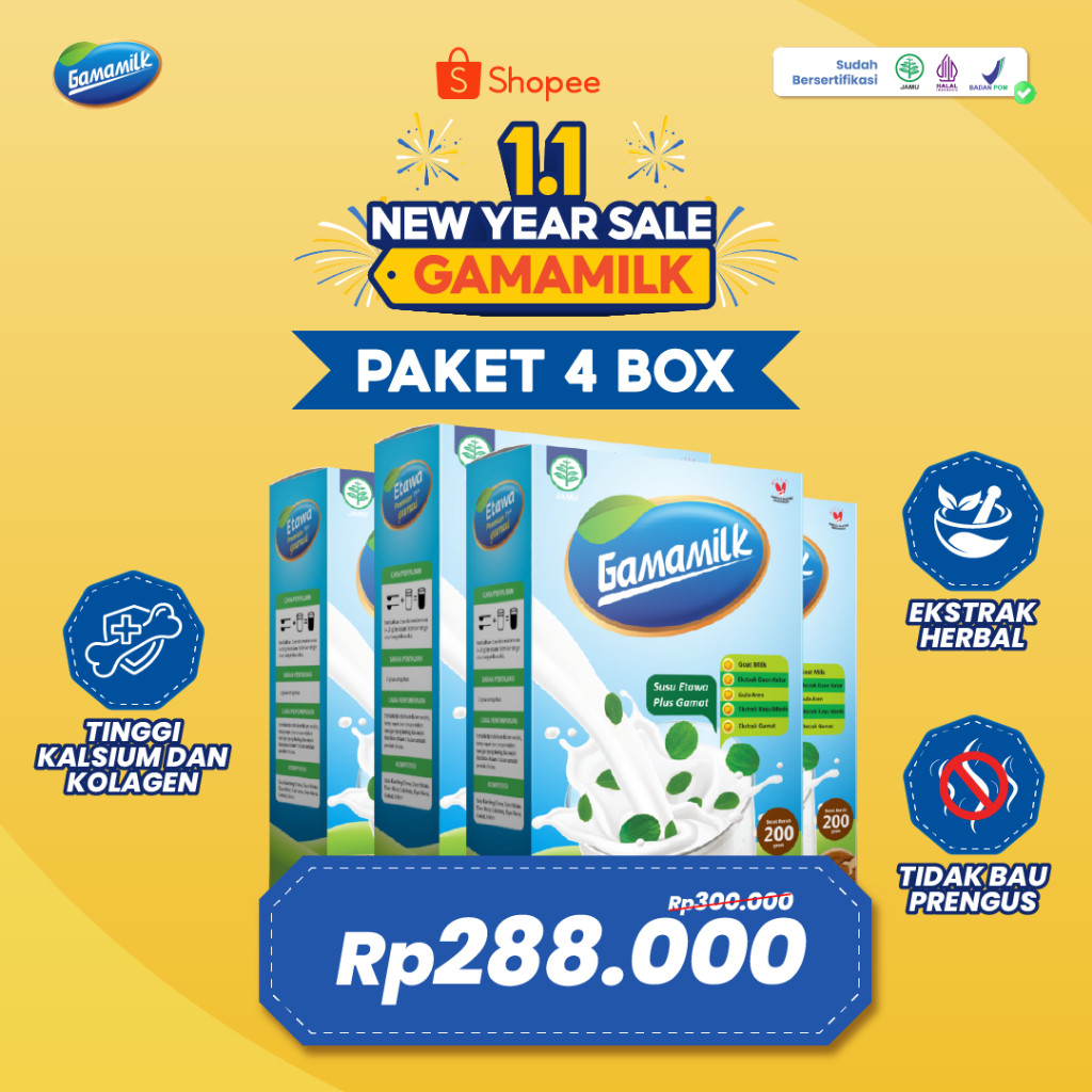 

GAMAMILK PAKET 4 BOX - Susu Etawa Plus Ekstrak Gamat - Original