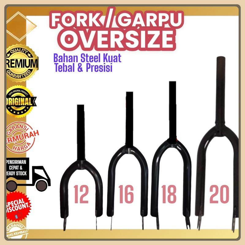 Fork Sepeda Oversize BMX MINI 28.6mm Garpu Ukuran Sepeda Anak 12 16 18 20 Pivot Depan OS Tebal Kuat