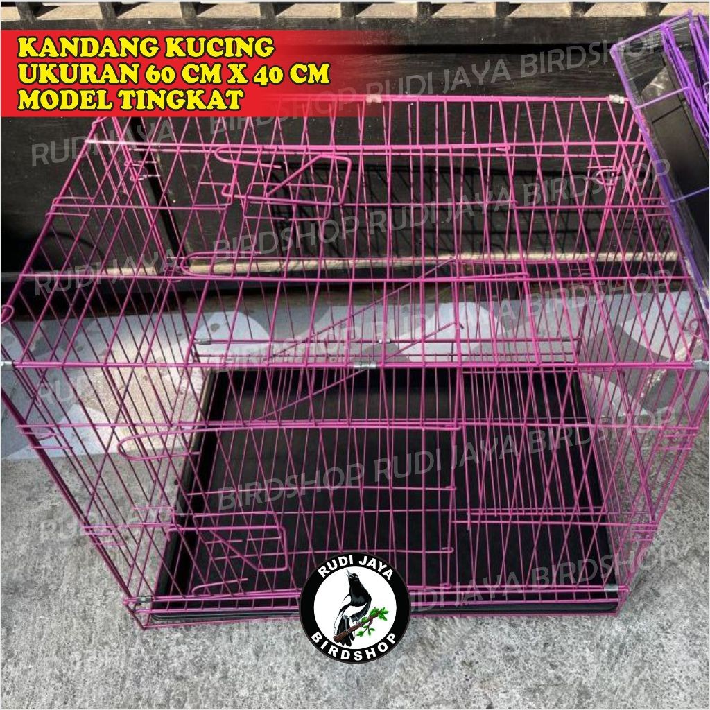 SEDIA KANDANG KUCING ANJING KELINCI UKURAN LEBAR 42 CM TINGGI 60 CM MODEL TINGKAT BAHAN BESI